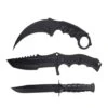 3 Pc Combo CSGO Black Tactical Fixed Blade Knife Set - Karambit, Huntsman, Combat Knife -SHURIKEN Sales Store 20 099BK3 1