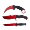 3 Pc Combo CSGO Red Tactical Fixed Blade Knife Set - Karambit, Huntsman, Combat Knife -SHURIKEN Sales Store 20 099RD3 1