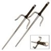 Chrome Finish Metal Sai Set With Leather Wrapped Handle - 21.5 Inch Overall -SHURIKEN Sales Store 2312C.1