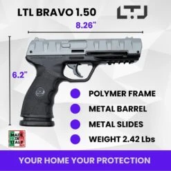 Bravo Grey 1.50 .50 Cal Self Defense Pepper Air Pistol Paintball Gun Marker Weapon -SHURIKEN Sales Store 440 149 BI 4