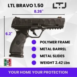 Bravo 1.50 .50 Cal Self Defense Pepper Air Pistol Paintball Gun Marker Weapon -SHURIKEN Sales Store 440 149 BK 4