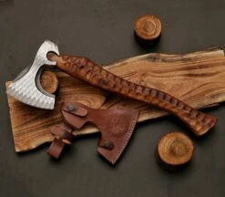 Custom Hand Forged Carbon Steel Axe With Rose Wood Shaft