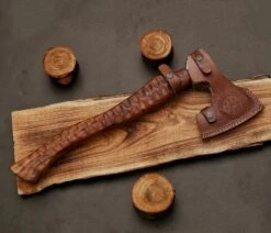 Custom Hand Forged Carbon Steel Axe With Rose Wood Shaft -SHURIKEN Sales Store AX06 5