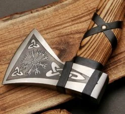 Hand Forged Vegvisir Viking Compass Axe -SHURIKEN Sales Store AX09 5