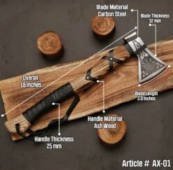 Hand Forged Vegvisir Viking Compass Axe -SHURIKEN Sales Store AX09 8