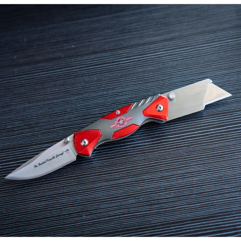 Busted Knuckle Garage Manual Folding Red Knife With Utility Cutter Blade 6 Busted Knuckle Garage Manual Folding Red Knife With Utility Cutter Blade - Image 4