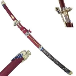 Red Dragon Samurai Katana Sword With Two Throwing Knives