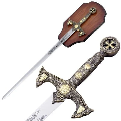 Knights Templar Sword With Wall Plaque 3 Knights Templar Sword With Wall Plaque