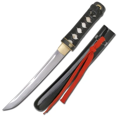 Hand Sharpened Carbon Steel Tanto With Black Lacquer Scabbard 3 Hand Sharpened Carbon Steel Tanto With Black Lacquer Scabbard