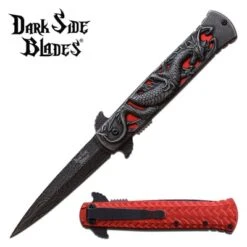 Dragon Pocket Knife Stonewashed Assisted Opening Knife Red Dragon