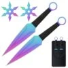 4 PC Rainbow Ninja Throwing Knives Combo Star Shuriken Set -SHURIKEN Sales Store FL20703RB