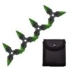 4 Pc Black/Green Finish Three-Pointed Triangle Throwing Ninja Stars Shuriken -SHURIKEN Sales Store FL20704 3