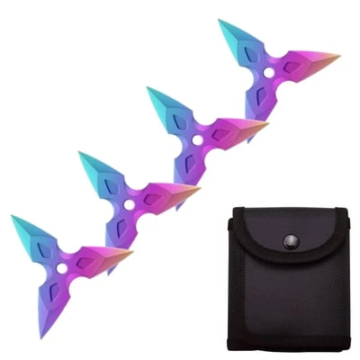 4 Pc Titanium Finish Three-Pointed Triangle Throwing Ninja Stars Shuriken 3 4 Pc Titanium Finish Three-Pointed Triangle Throwing Ninja Stars Shuriken