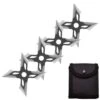 4 Pc Black/Satin Finish Four-Pointed X Throwing Ninja Stars Shuriken