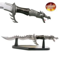 Flaming Dragon Knife With Display Stand