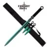 Green Ninja Sword With Set Of 2 Kunai Throwing Knives Combo Set With Back Belt Sheath -SHURIKEN Sales Store FM644GN