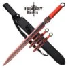 Red Skull Ninja Sword With Throwing Knives Set -SHURIKEN Sales Store FMT 058RD