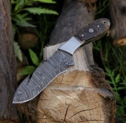 9.9" Damascus Steel Custom Handmade Horn Handle Hunting Gut Hook Knife -SHURIKEN Sales Store FRG41 4