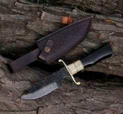 10.85" Damascus Steel Custom Handmade Fixed Blade Bowie Knife