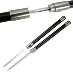 26-3/4" Twin Ninja Fighting Swords With Black Metal Sheath