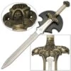 Medieval Barbarian Antiquated Sword With Wall Display Plaque