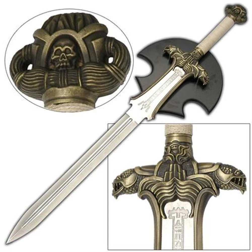 Medieval Barbarian Antiquated Sword With Wall Display Plaque 3 Medieval Barbarian Antiquated Sword With Wall Display Plaque
