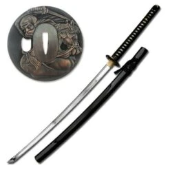 Hand Sharpened Carbon Steel Katana With Black Finish Scabbard