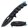 USMC Tactical Spring Assist Knife Black Blue Marines Pocket Knife -SHURIKEN Sales Store M A1066BBK