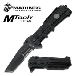 Black Tactical US Marines Assisted Opening Pocket Knife