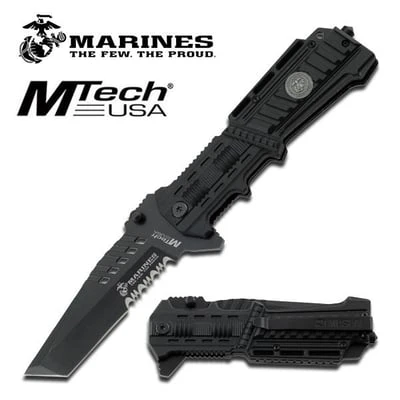 Black Tactical US Marines Assisted Opening Pocket Knife 3 Black Tactical US Marines Assisted Opening Pocket Knife
