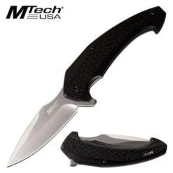 Mtech USA 8 Inch Manual Pocket Knife Black Aluminum Handle
