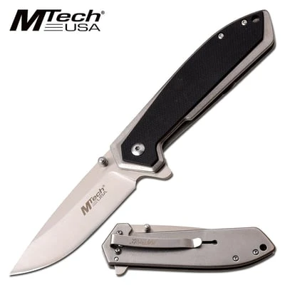 Mtech 4.75'' Drop Point Blade Folding Pocket Knife Black & Silver 3 Mtech 4.75'' Drop Point Blade Folding Pocket Knife Black & Silver