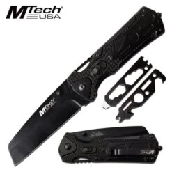 Mtech Manual Folding Pocket Knife Hidden Multi Tools In Black Handle