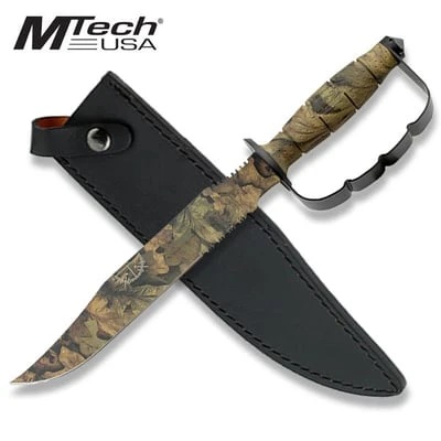 15 Inch Overall Camo Fixed Blade Knuckle Handle Bowie Survival Knife 3 15 Inch Overall Camo Fixed Blade Knuckle Handle Bowie Survival Knife