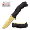 5 Inch MTech Xtreme Spring Assisted Gold Plate Knife With Black Handle -SHURIKEN Sales Store MXA805GD