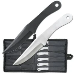 8.5 Inch Overall Length Black And Silver Two Tone Throwing Knife 12 Piece Set