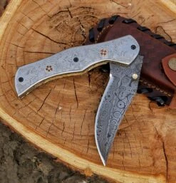 8.7" Damascus Steel Custom Handmade Folding Pocket Knife Engraved Handle -SHURIKEN Sales Store PGR01 3