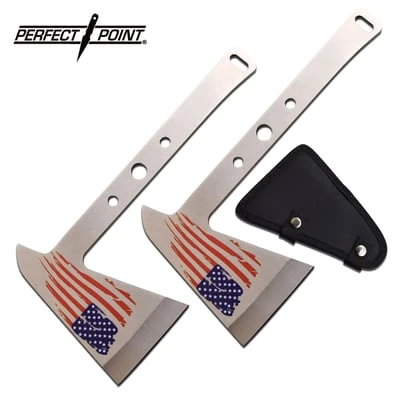 Tomahawk Throwing Axe 9.5 Inch Stainless Steel USA Flag Axe Head 2 Piece Set 3 Tomahawk Throwing Axe 9.5 Inch Stainless Steel USA Flag Axe Head 2 Piece Set