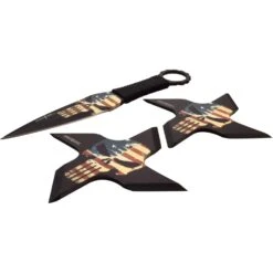 Punisher Throwing Knives And Ninja Star Shuriken USA Set -SHURIKEN Sales Store PP 127 3A angle