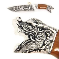 Dragon Head Dagger Fixed Blade Hunting Knife With Scabbard -SHURIKEN Sales Store SI18223 4