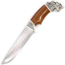 Mountain Wolf Head Dagger Fixed Blade Hunting Knife With Scabbard -SHURIKEN Sales Store SI18225 3