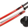 Red Zombie Wooden Samurai Katana Sword With Scabbard Cosplay Weapon 2 Red Zombie Wooden Samurai Katana Sword With Scabbard Cosplay Weapon -SHURIKEN Sales Store SI3281AD