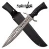 Survivor Fixed Blade Knife 17.25 Inch Bowie Survival Knife Black Handle -SHURIKEN Sales Store SV FIX011BK