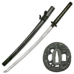Hand Sharpened Carbon Steel Katana With Black Scabbard