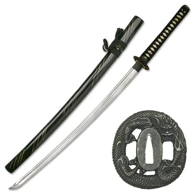 Hand Sharpened Carbon Steel Katana With Black Scabbard 3 Hand Sharpened Carbon Steel Katana With Black Scabbard