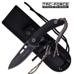 Tac Force Fixed Blade Outdoor Survival Knife Compass Fire Starter Lanyard