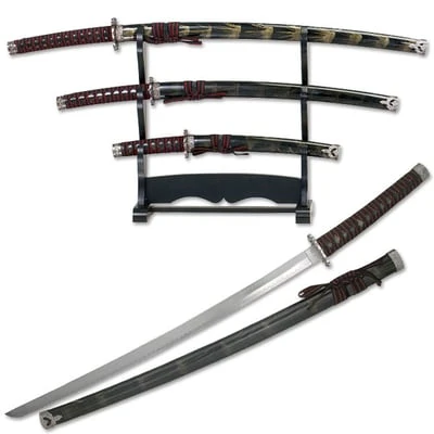 Black With Gold Splash Japanese Katana Sword Set 3 Black With Gold Splash Japanese Katana Sword Set